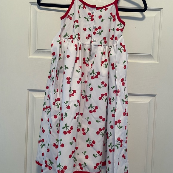 Girls White Cherry Print Sundress with Red Trim - Picture 6 of 15